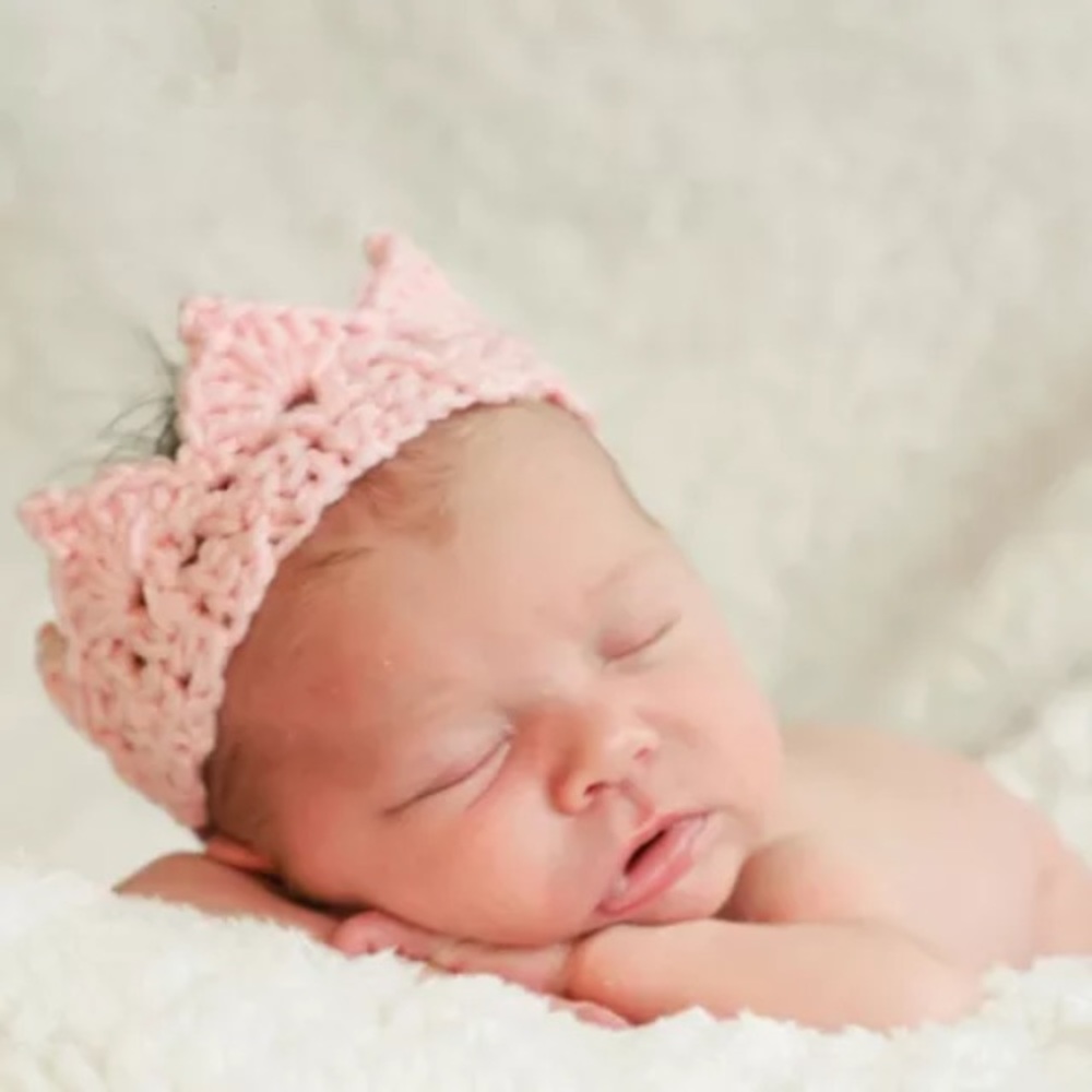 Pink Crochet baby prop crown